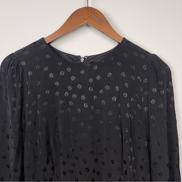 J. Crew Black Shift Jacquard Floral Dot A-Line Dress - Picture 4 of 9